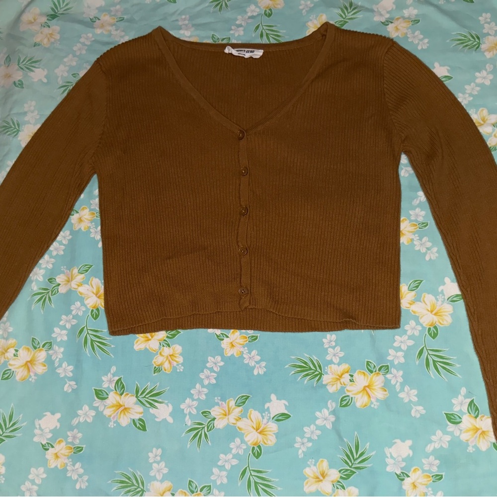 Saddle brown Button-Up Cardigan